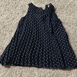 Navy Polka Dot Pleated Dress